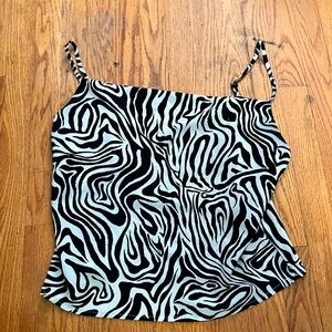 Zebra Print Strappy Top milk and honey size extra large